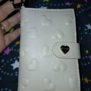 Cream Heart Embossed Wallet